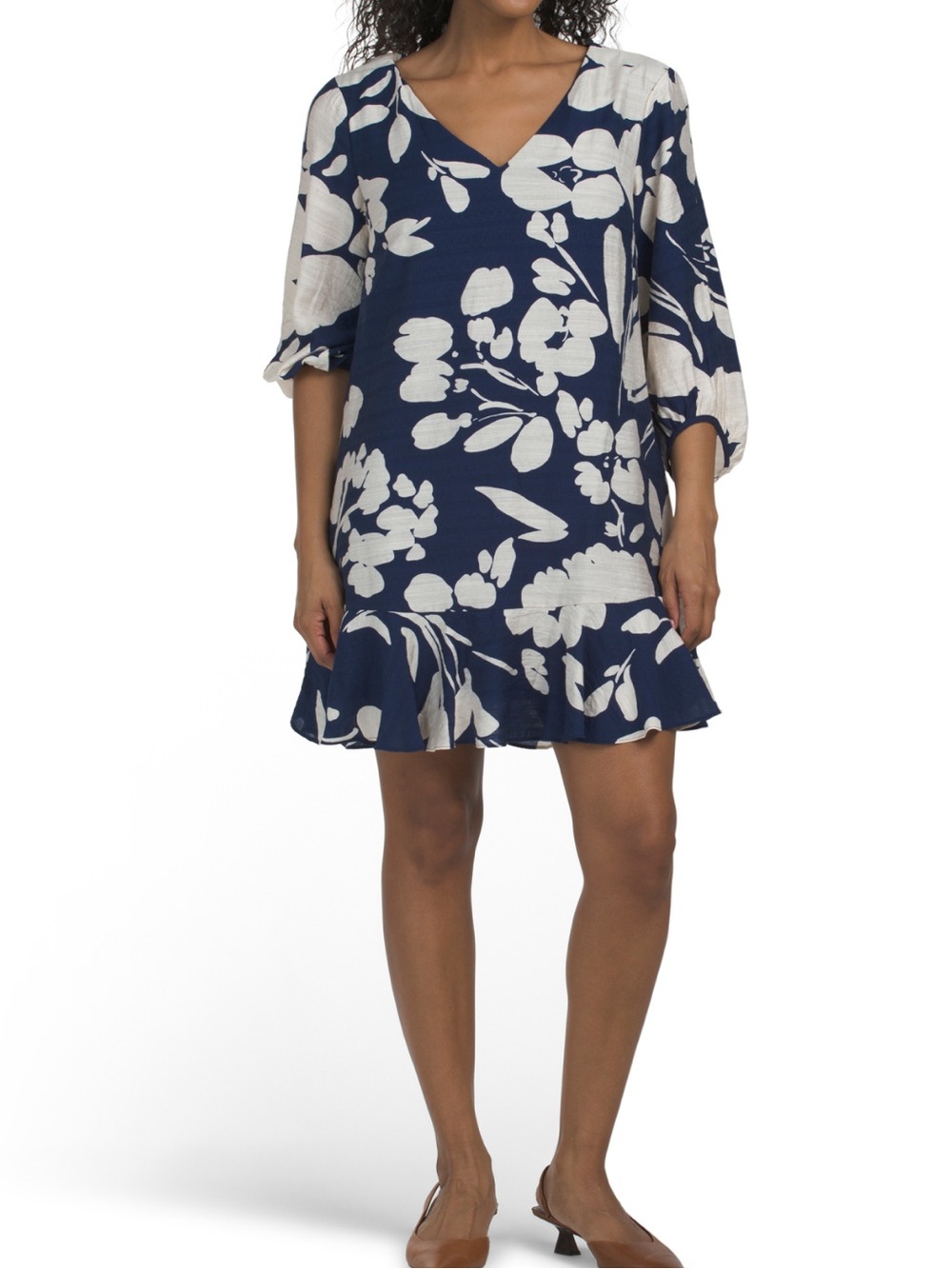 London Times Flounce Hem Mini Shift Dress